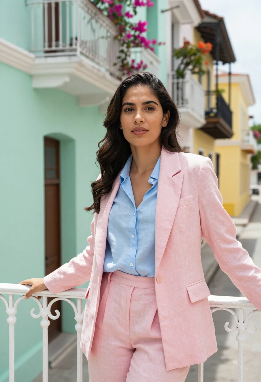 AI casco viejo architect pastel palette sample — portrait of a woman, a Colombian architect in her late twent