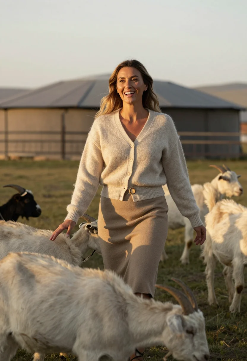 AI cashmere oatmeal sample — portrait of a woman, three-quarter-length portrait of a West