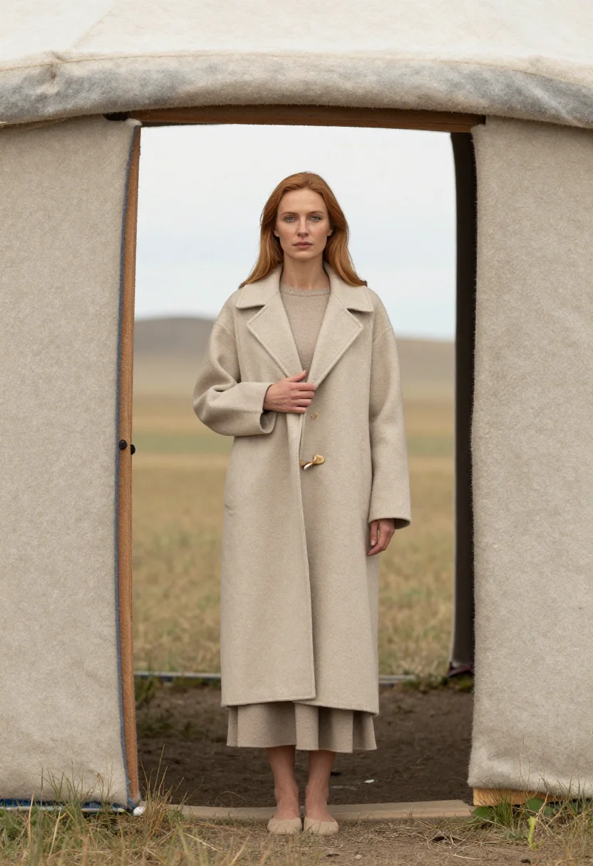 AI cashmere oatmeal sample — portrait of a woman, full-length portrait of a Western-Europ