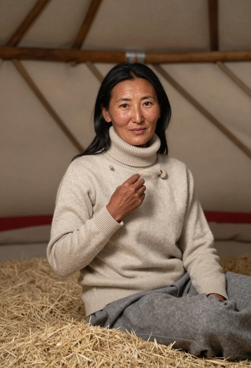 AI cashmere oatmeal sample — portrait of a woman, close chest-up portrait of a Western-Eu