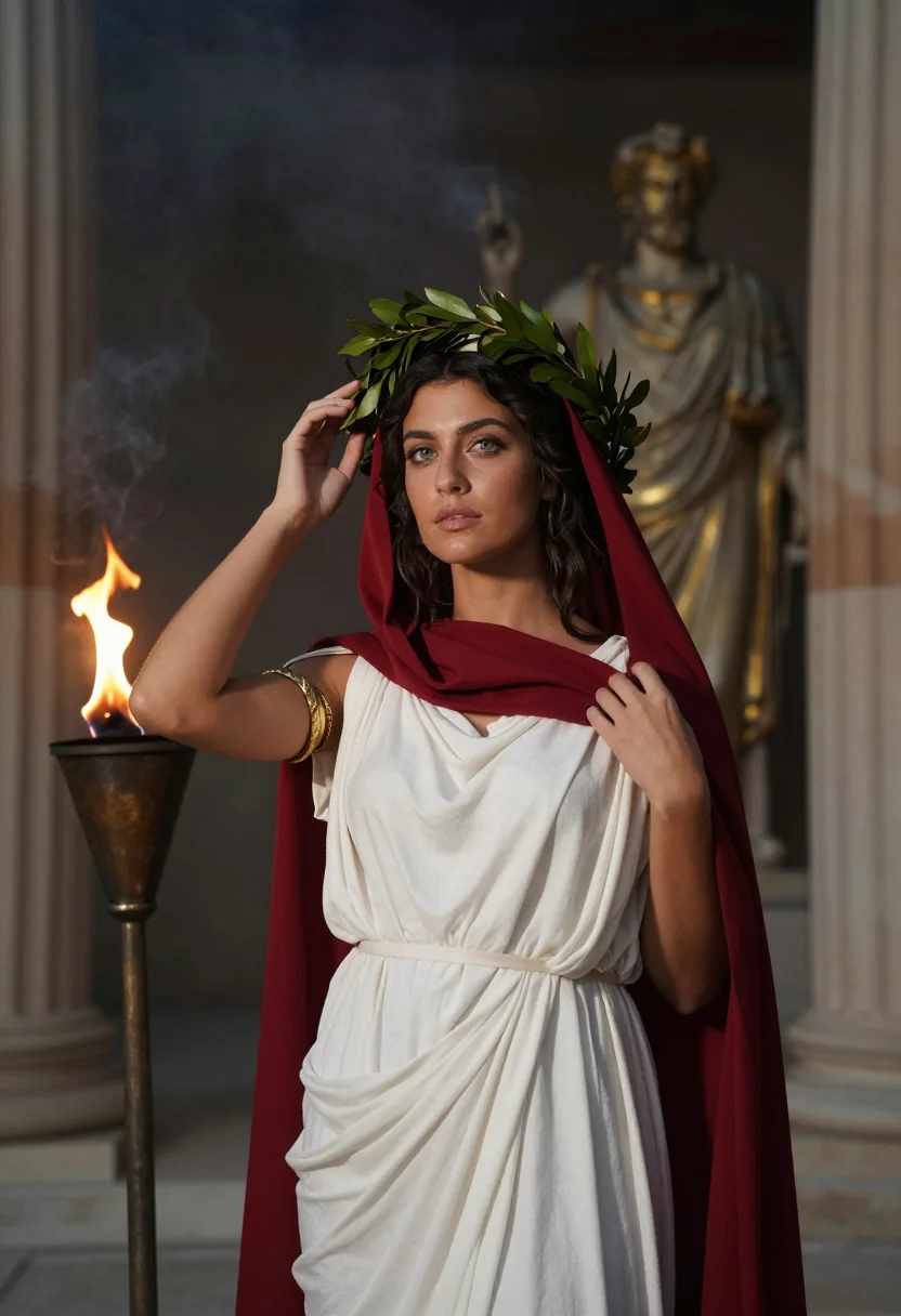 AI cassandra sample — portrait of a woman, waist-up portrait of a Greek woman in h