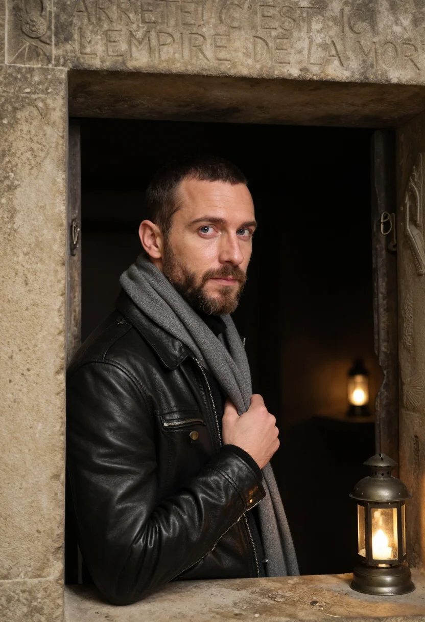AI catacombes paris sample — portrait of a man, close head-and-shoulders portrait of a We