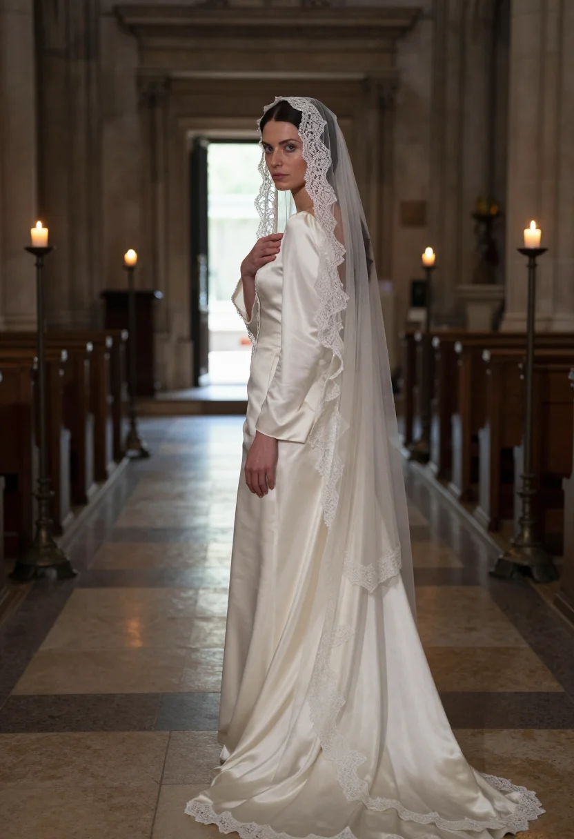 AI cathedral veil sample — portrait of a woman, close half-length portrait of a Western