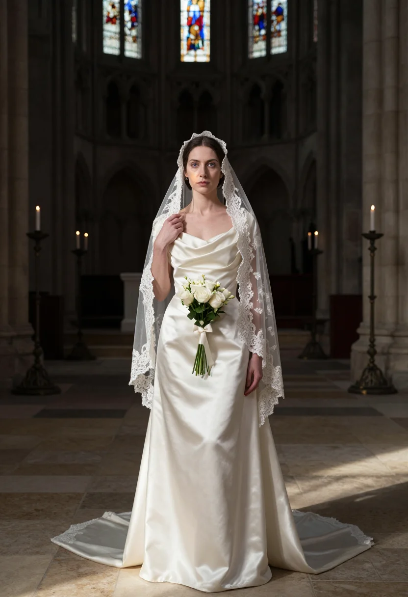 AI cathedral veil sample — portrait of a woman, close half-length portrait of a Western