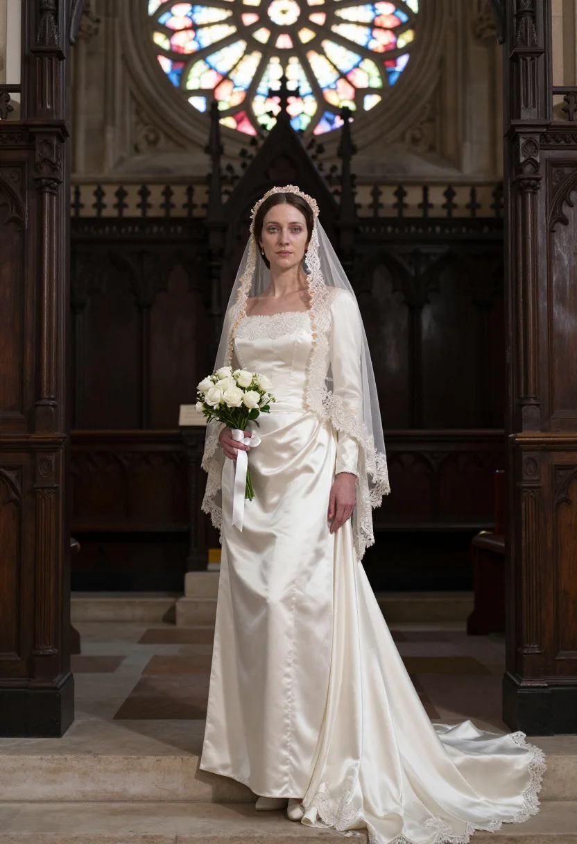 AI cathedral veil sample — portrait of a woman, three-quarter-length portrait of a West