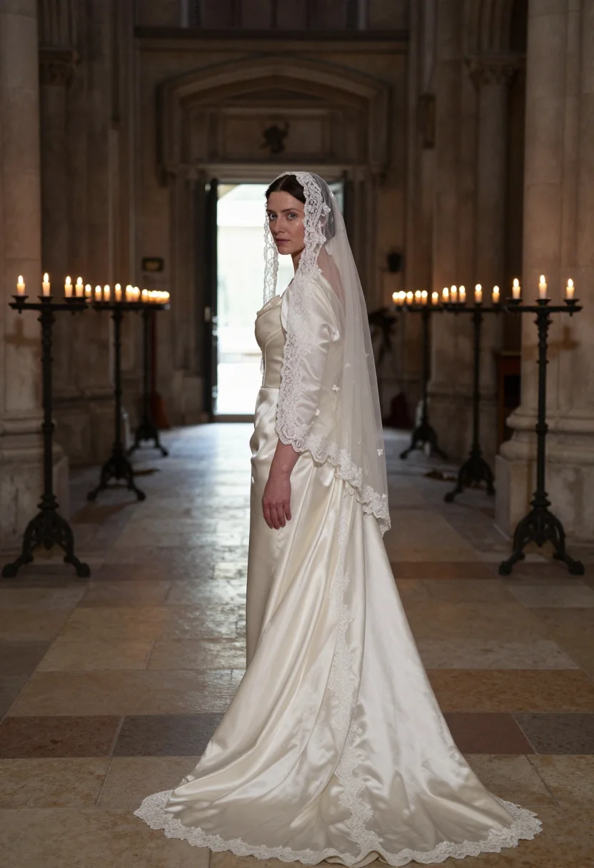 AI cathedral veil sample — portrait of a woman, full-length portrait of a Western-Europ