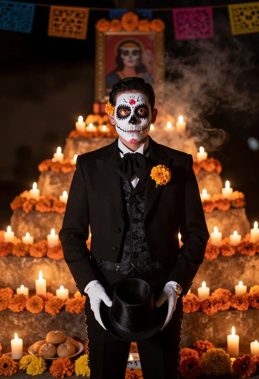 AI catrin sample — portrait of a man, close portrait of a Mexican man in his th