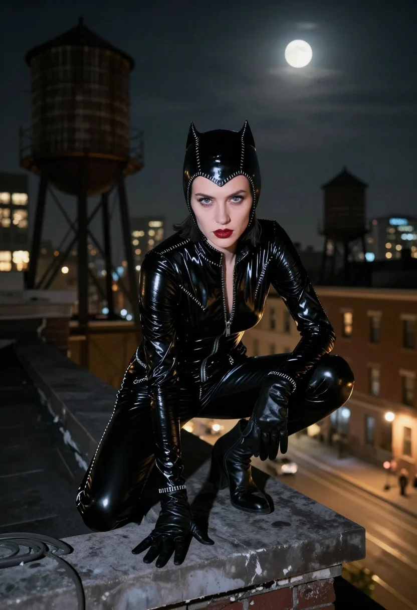 AI catwoman sample — portrait of a woman, three-quarter-length portrait of a West