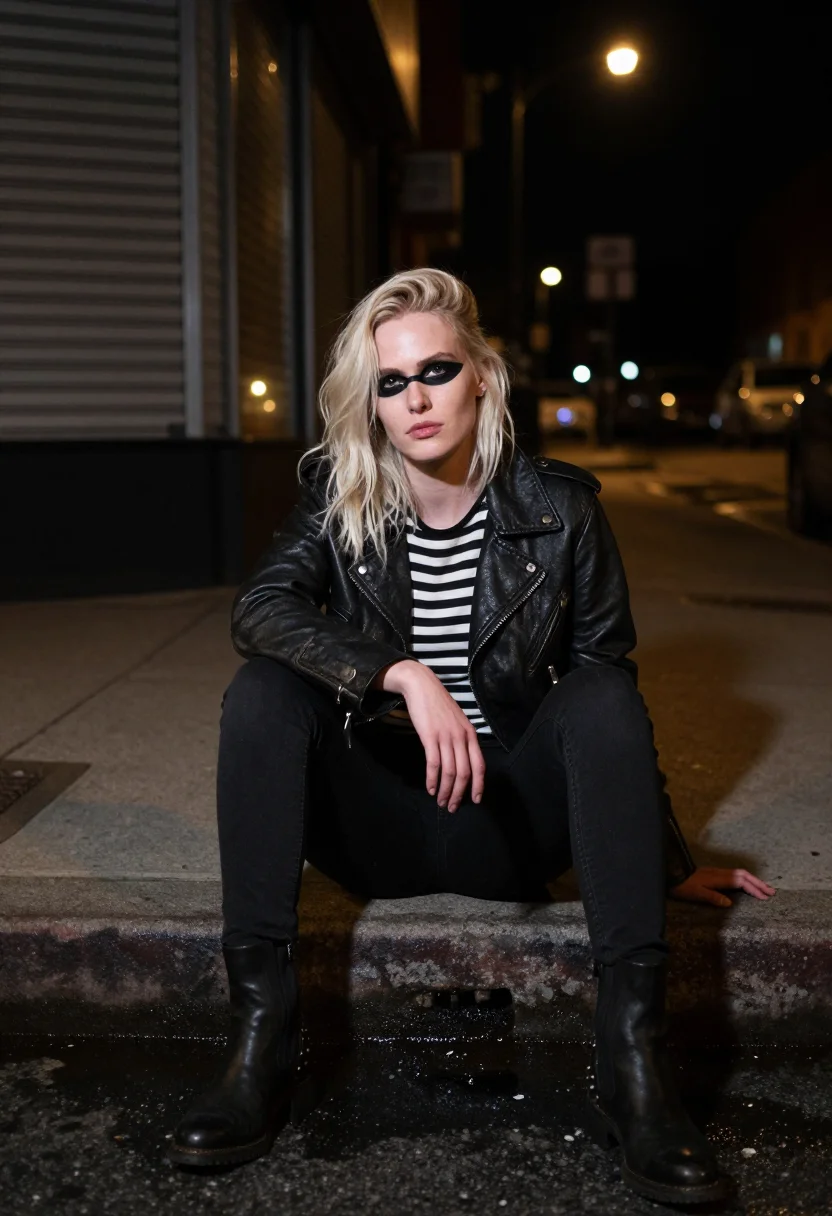 AI cbgb seventy seven sample — portrait of a woman, seated portrait of a white American wom