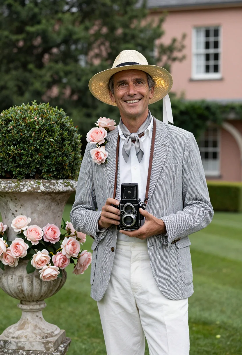 AI cecil beaton sample — portrait of a man, close half-length portrait of a Western-E