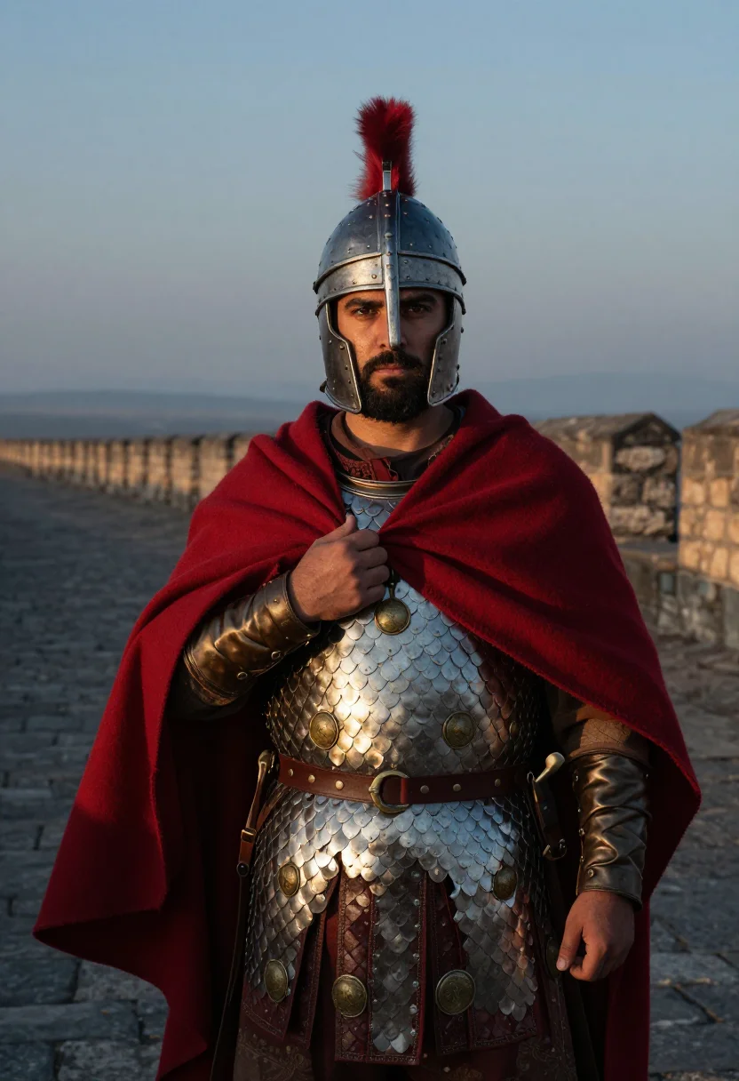 AI centurion sample — portrait of a man, chest-up portrait of a Mediterranean man