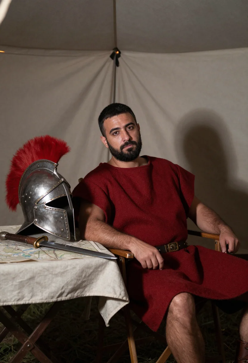 AI centurion sample — portrait of a man, three-quarter-length portrait of a Medite