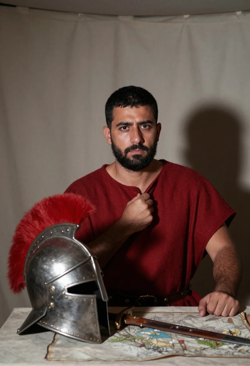 AI centurion sample — portrait of a man, head-and-shoulders portrait of a Mediterr
