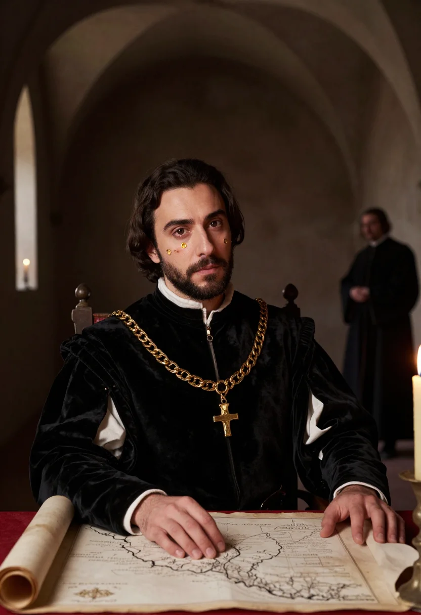 AI cesare borgia sample — portrait of a man, chest-up portrait of a Northern-Italian m