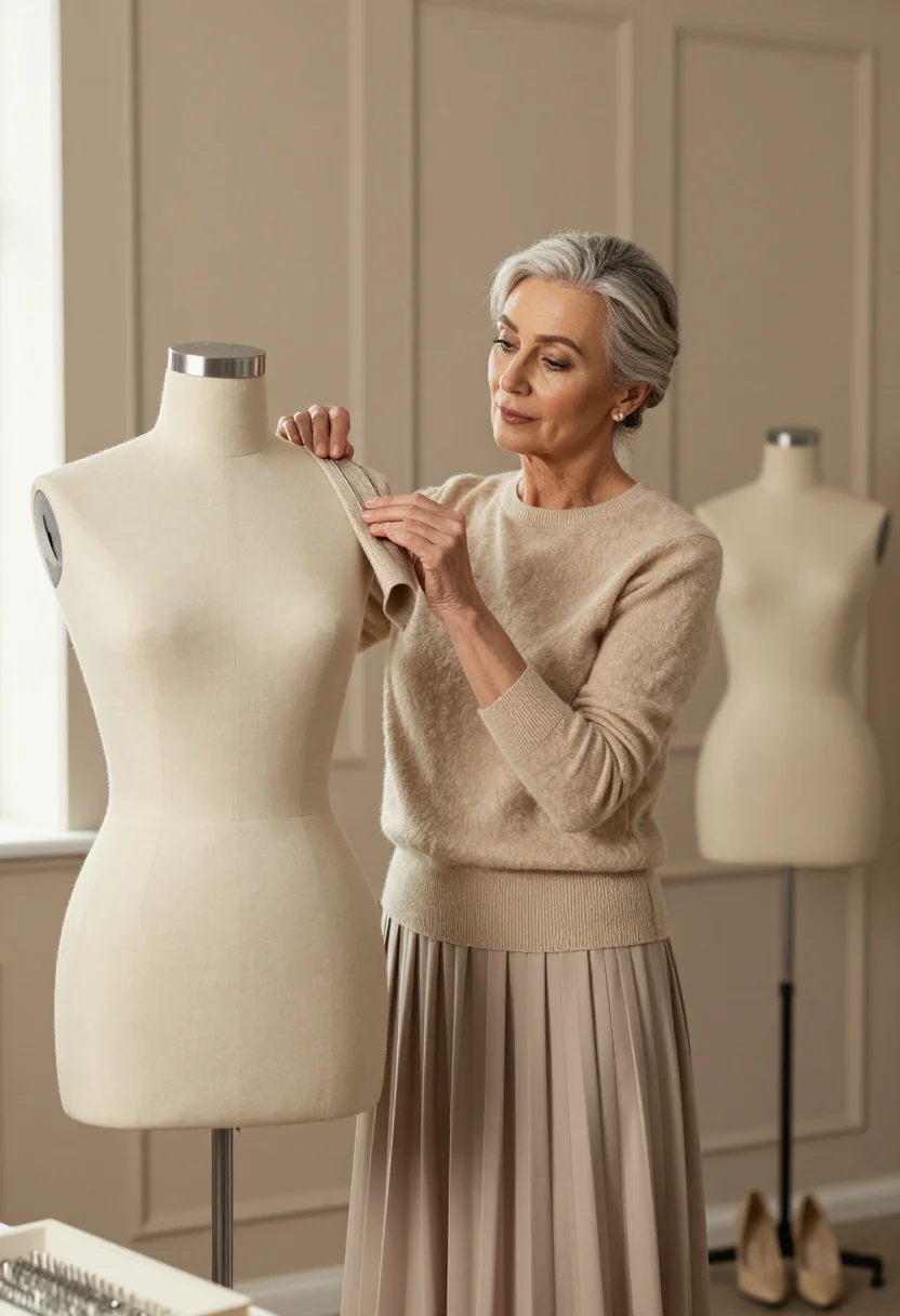 AI chanel beige sample — portrait of a woman, three-quarter-length portrait of a West