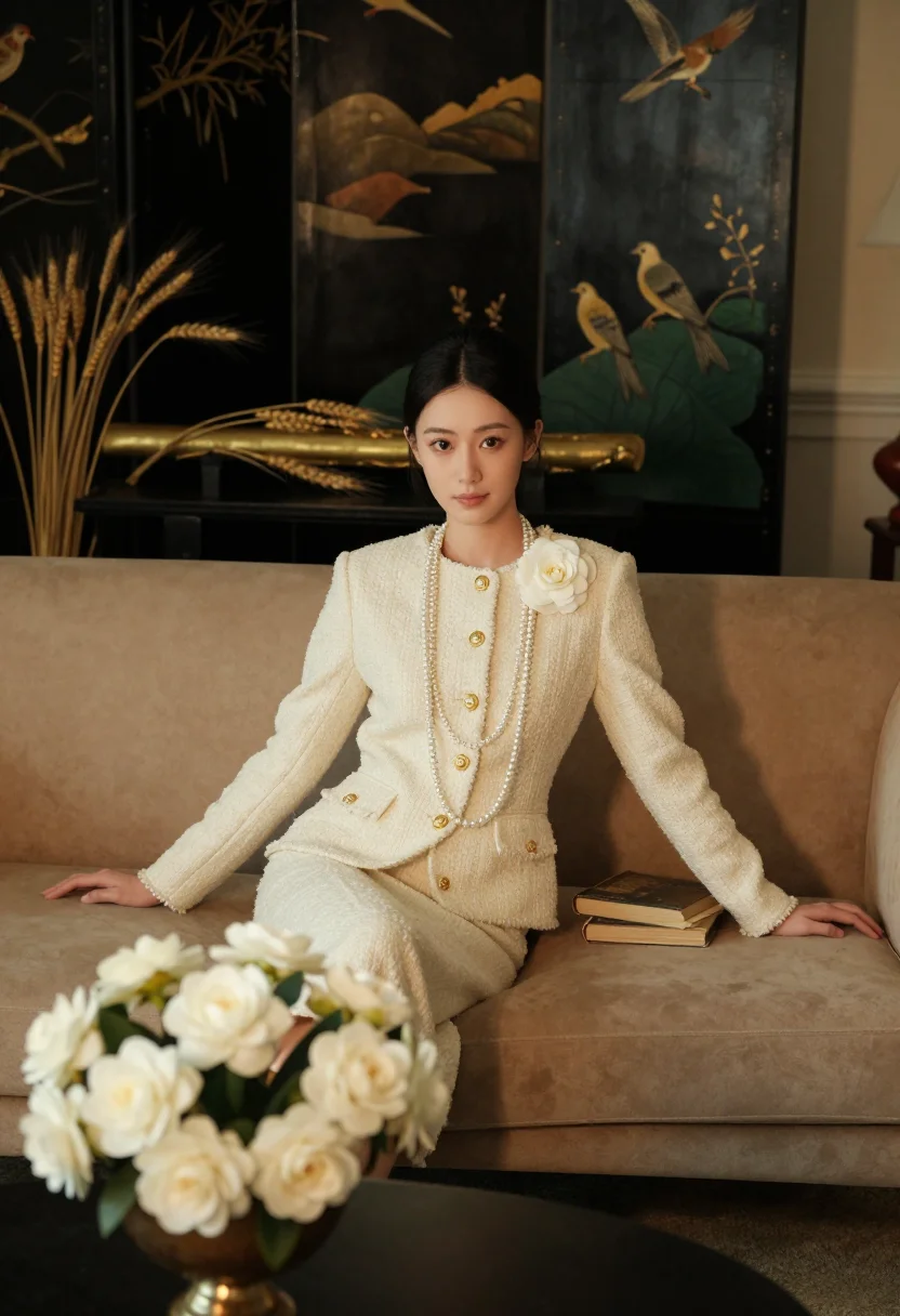 AI chanel cambon sample — portrait of a woman, seated half-length portrait of an East-