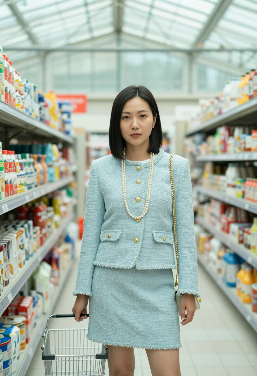 AI chanel grand palais sample — portrait of a woman, half-length portrait of an East-Asian w