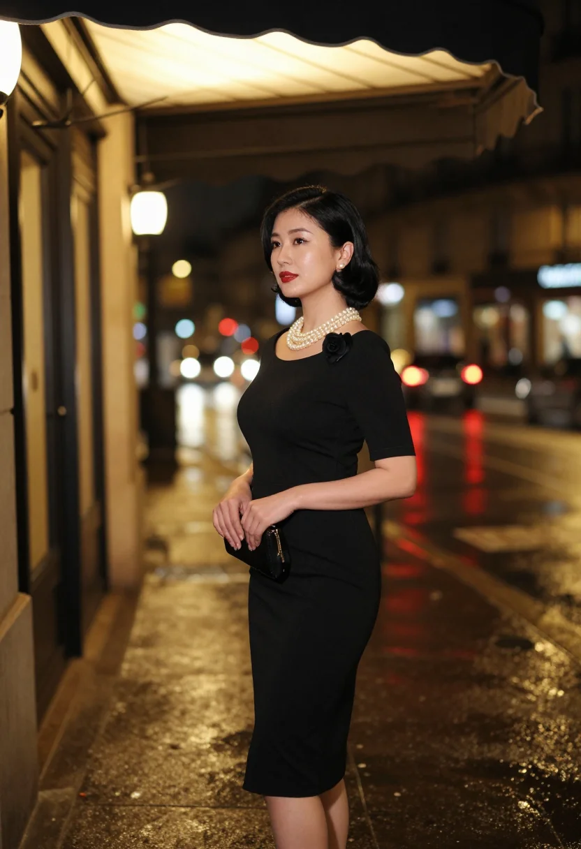 AI chanel noir sample — portrait of a woman, three-quarter-length portrait of a Japa