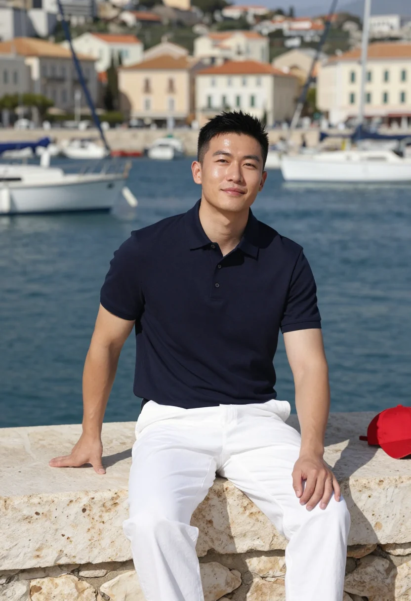 AI charles leclerc monaco sample — editorial portrait photograph, an East-Asian man in his mid-