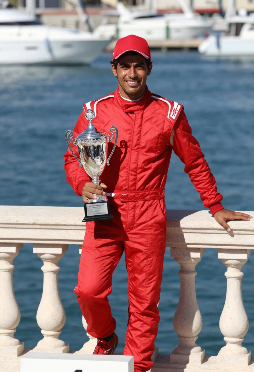 AI charles leclerc monaco sample — editorial portrait photograph, a South-American man in his m