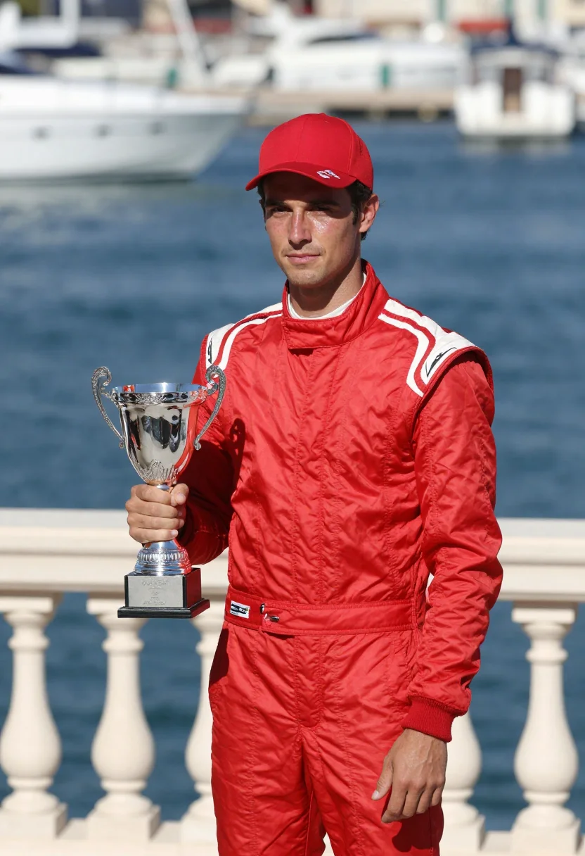 AI charles leclerc monaco sample — editorial portrait photograph, a Western-European man in his