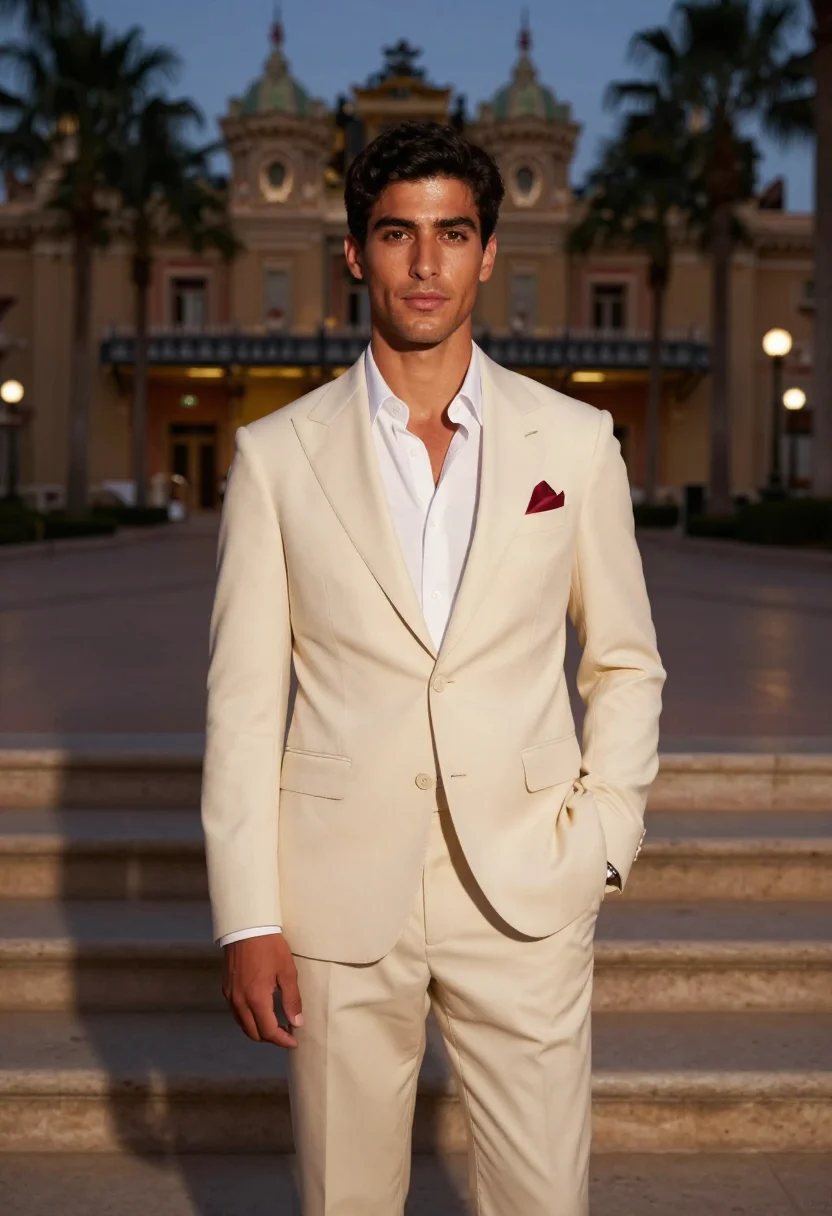 AI charles leclerc monaco sample — editorial portrait photograph, a Mediterranean-European man