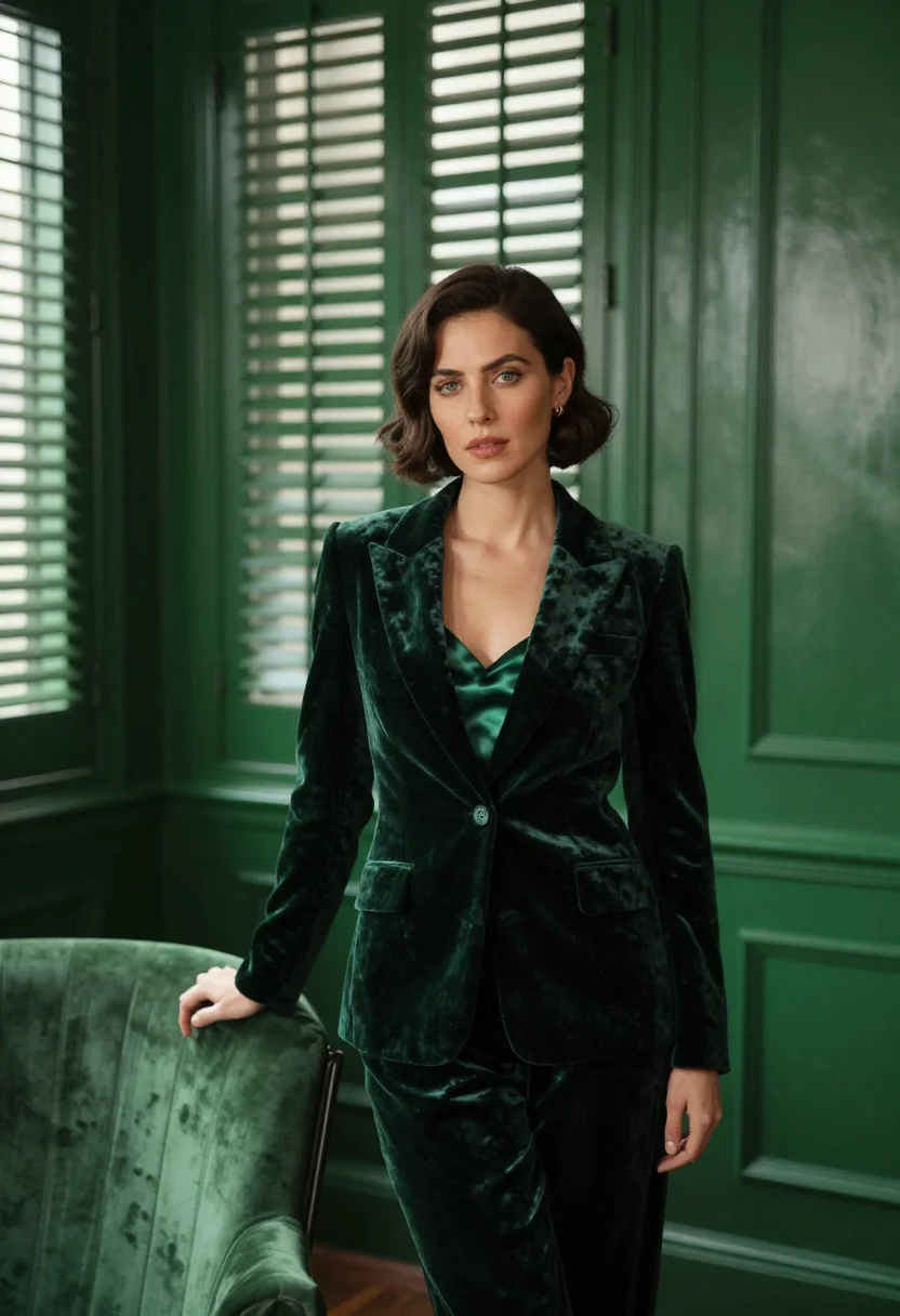 AI charleston green interior designer sample — portrait of a woman, framed half-length from the head to the