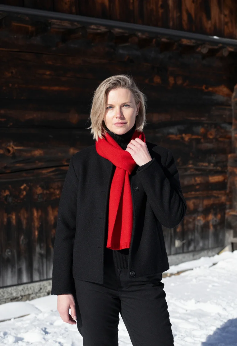 AI charlotte perriand les arcs black red accent sample — portrait of a woman, a Norwegian woman in her mid-thirties w