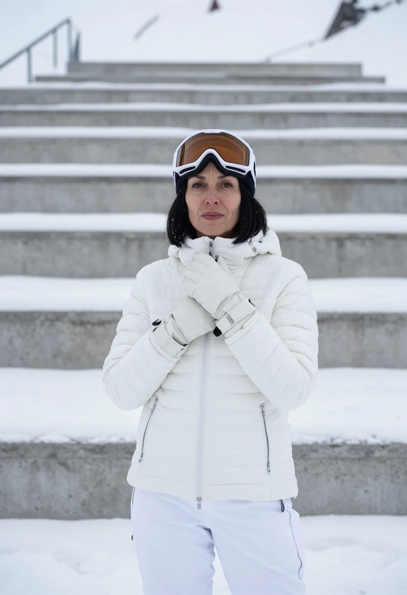 AI charlotte perriand les arcs january white sample — portrait of a woman, framed half-length from the head to the