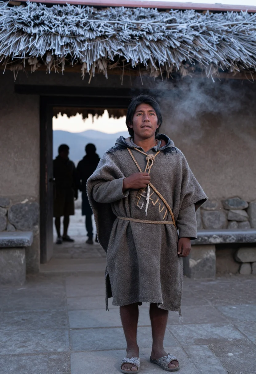 AI chasqui sample — portrait of a man, half-length portrait of a young Andean ma