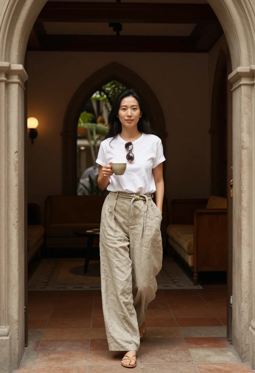 AI chateau marmont sample — portrait of a woman, full-length portrait of a Japanese woma