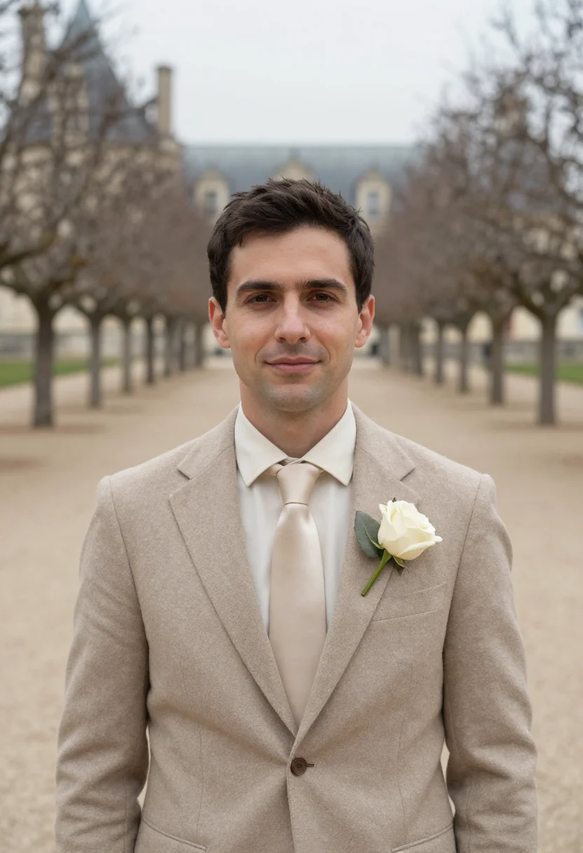 AI chateau wedding november stone sample — portrait of a man, framed tight, head and shoulders, the bod