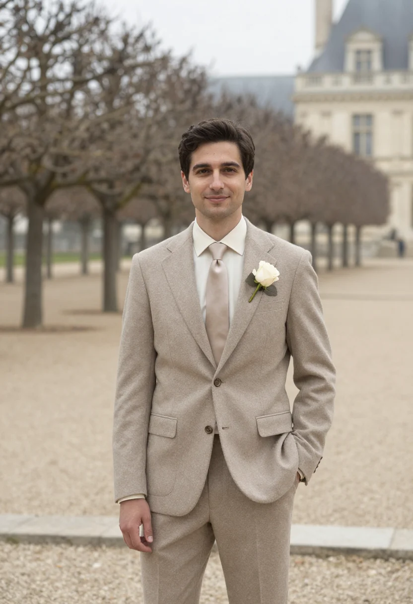 AI chateau wedding november stone sample — portrait of a man, framed half-length from the head to the h