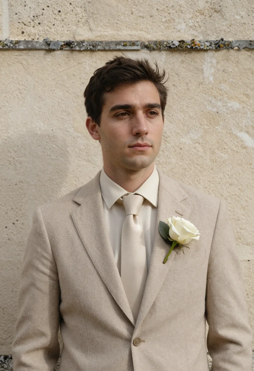 AI chateau wedding november stone sample — portrait of a man, framed tight, head and shoulders, the bod