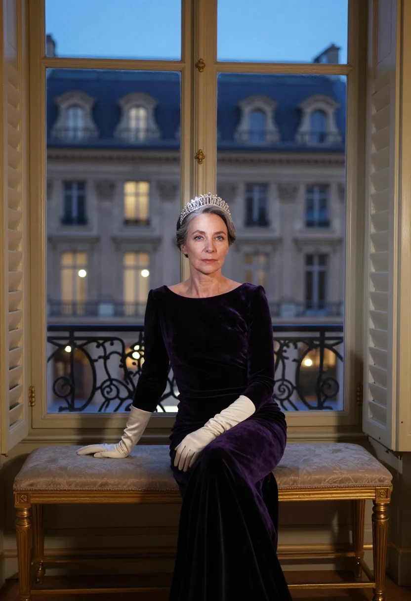 AI chaumet diademe sample — portrait of a woman, wide seated portrait of a Western-Europ