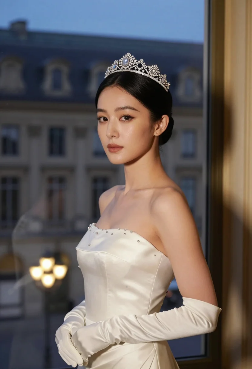 AI chaumet diademe sample — portrait of a woman, chest-up portrait of a woman of East-As