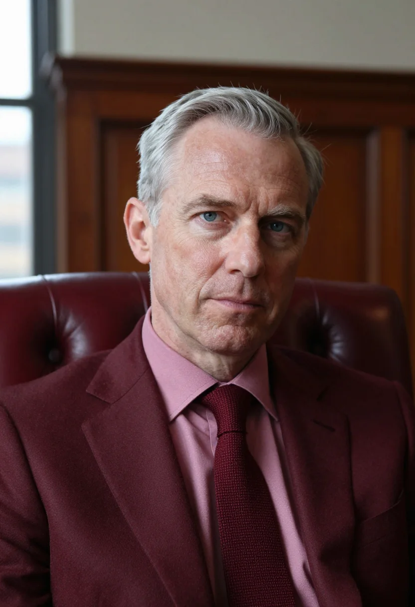 AI cheapside solicitor oxblood sample — portrait of a man, tight headshot of a Western-European man