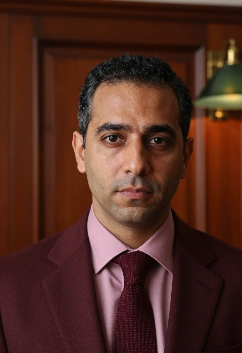 AI cheapside solicitor oxblood sample — portrait of a man, tight headshot of a Mediterranean man in