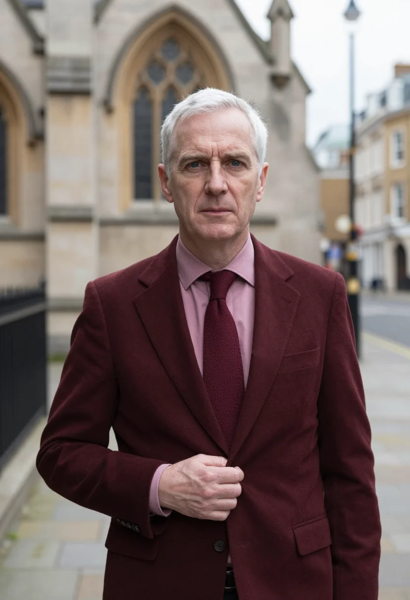 AI cheapside solicitor oxblood sample — portrait of a man, half-length portrait cropped at the lower