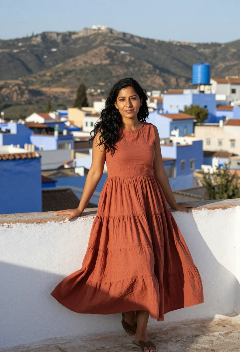 AI chefchaouen sample — portrait of a woman, full-length portrait of a Latin-America