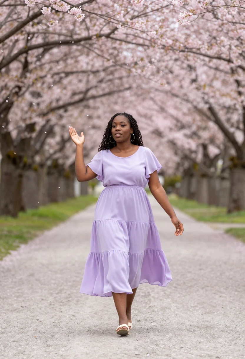AI cherry blossom sample — portrait of a woman, three-quarter-length portrait of a Blac