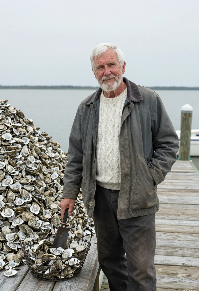 AI chesapeake waterman oyster grey sample — portrait of a man, white American, of old Chesapeake island
