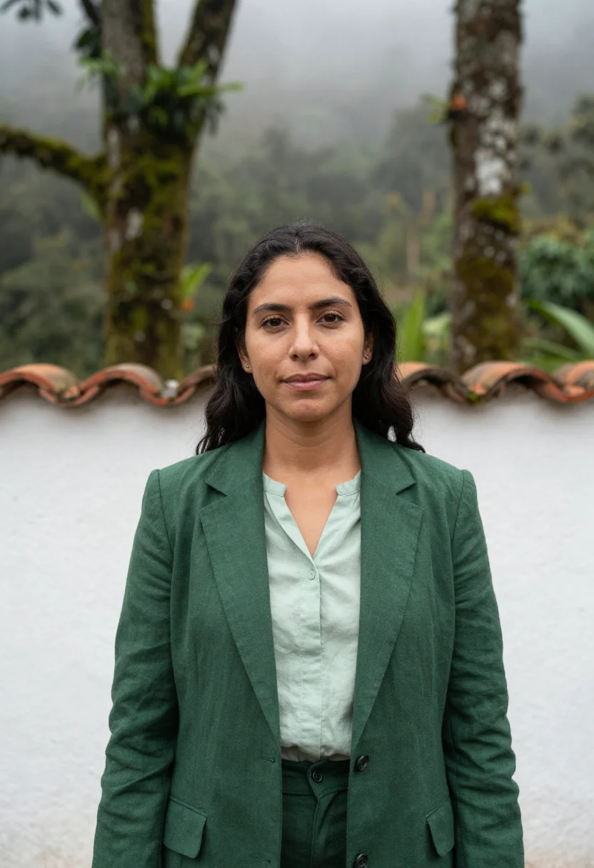 AI chiapas coffee entrepreneur cloud forest green sample — portrait of a woman, a Mexican coffee entrepreneur in her ea