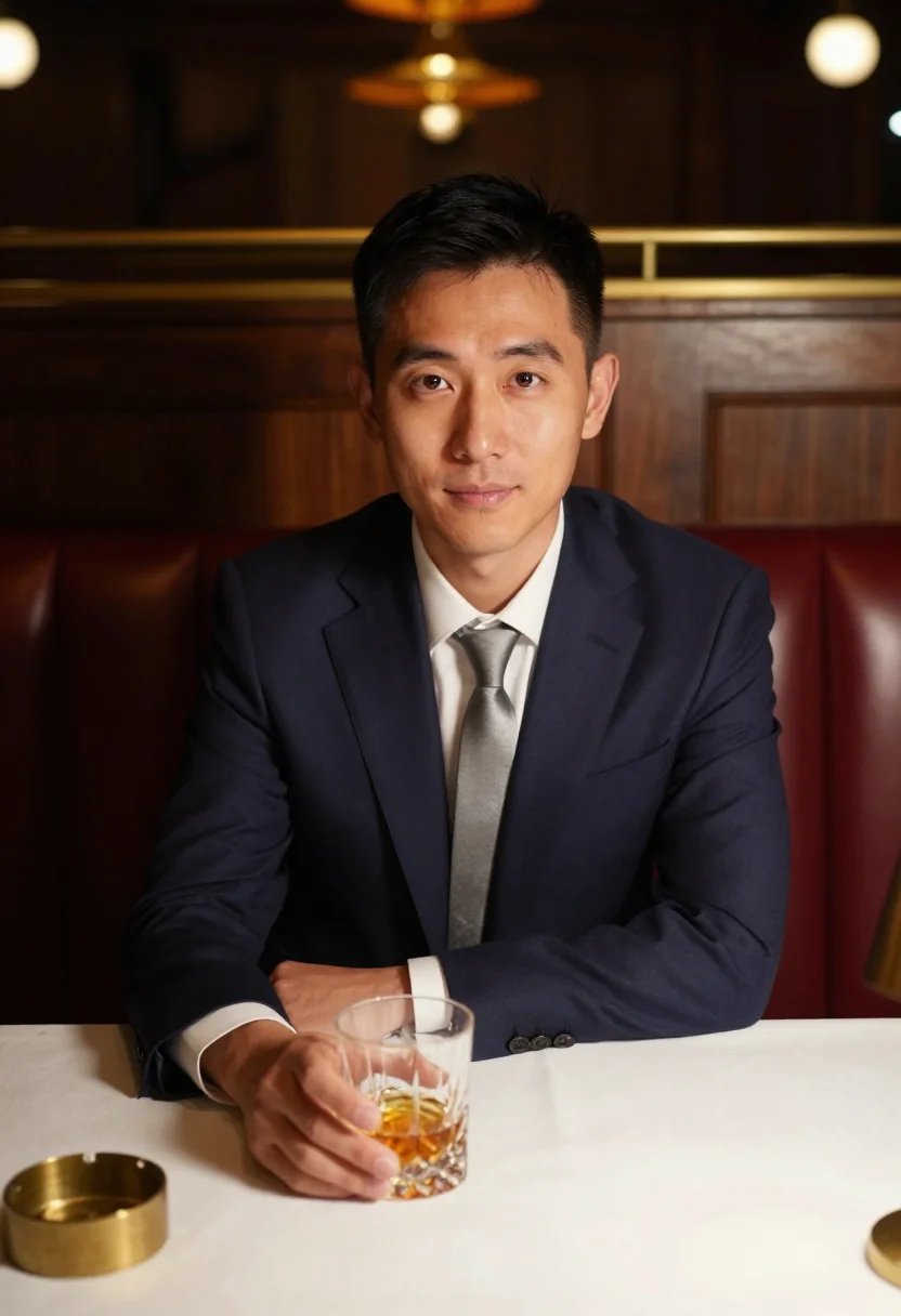 AI chicago board of trade sample — portrait of a man, chest-up portrait of an East-Asian man in