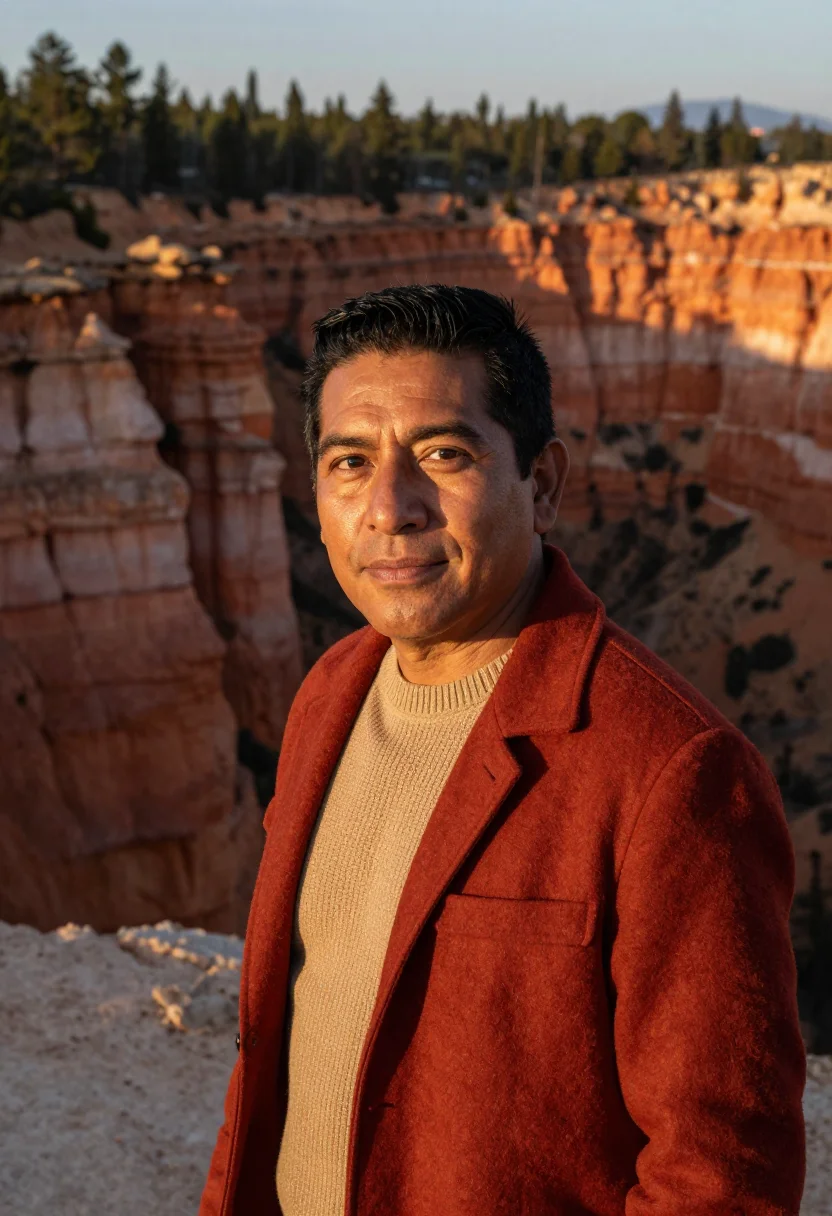 AI chihuahua copper canyon geologist red rock sample — portrait of a man, a Mexican geologist in his late forties w