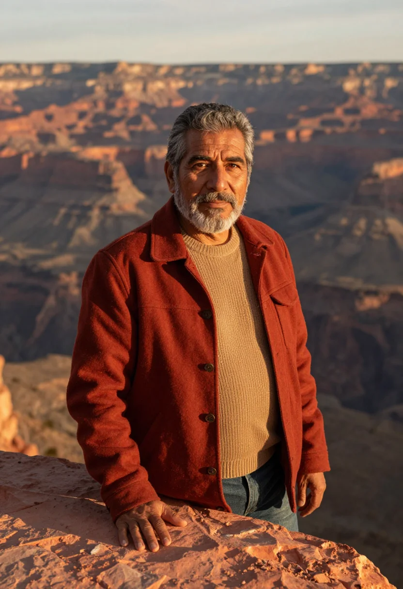 AI chihuahua copper canyon geologist red rock sample — portrait of a man, a Mexican geologist in his late fifties w