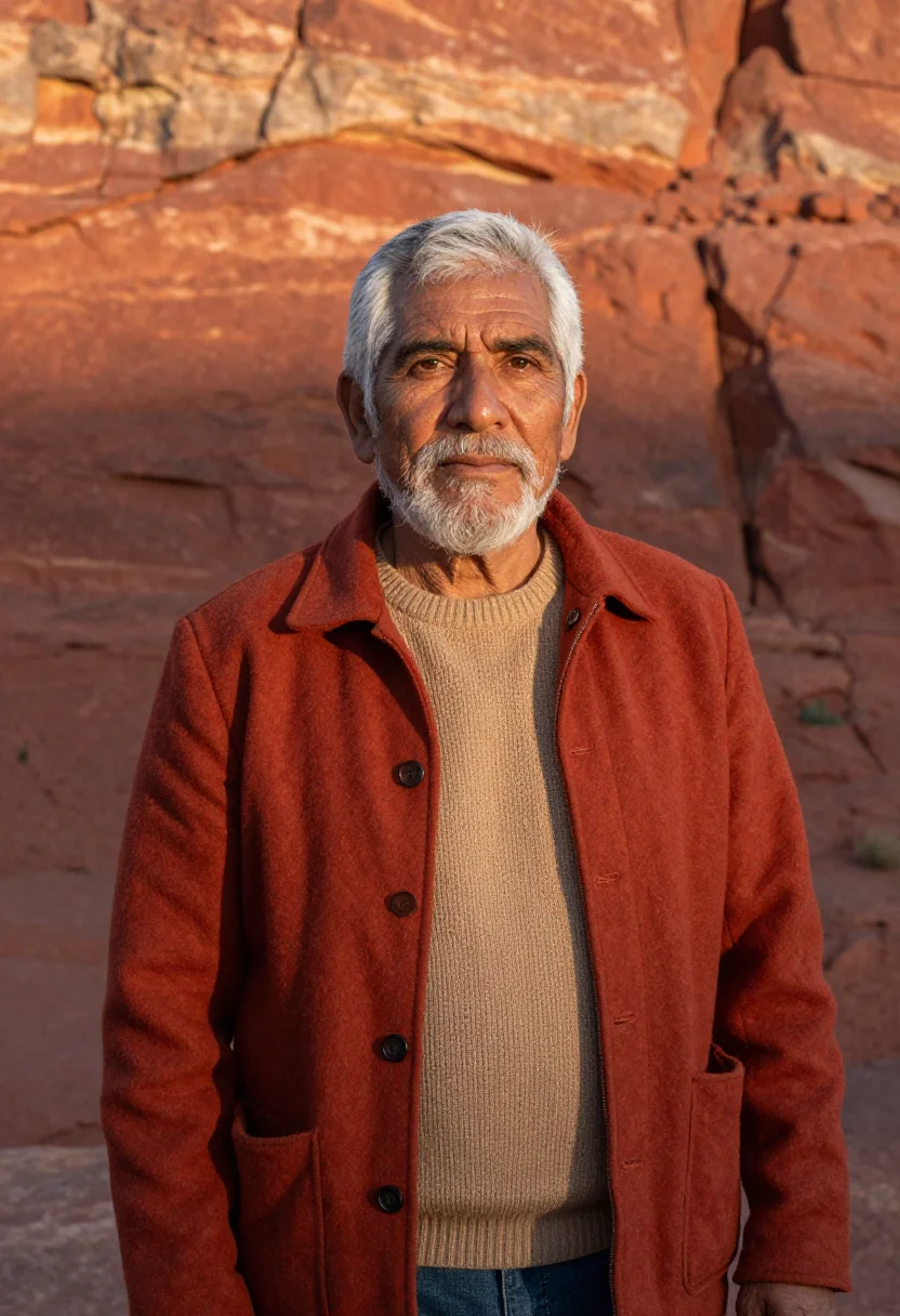 AI chihuahua copper canyon geologist red rock sample — portrait of a man, a Mexican geologist in his mid-sixties wi