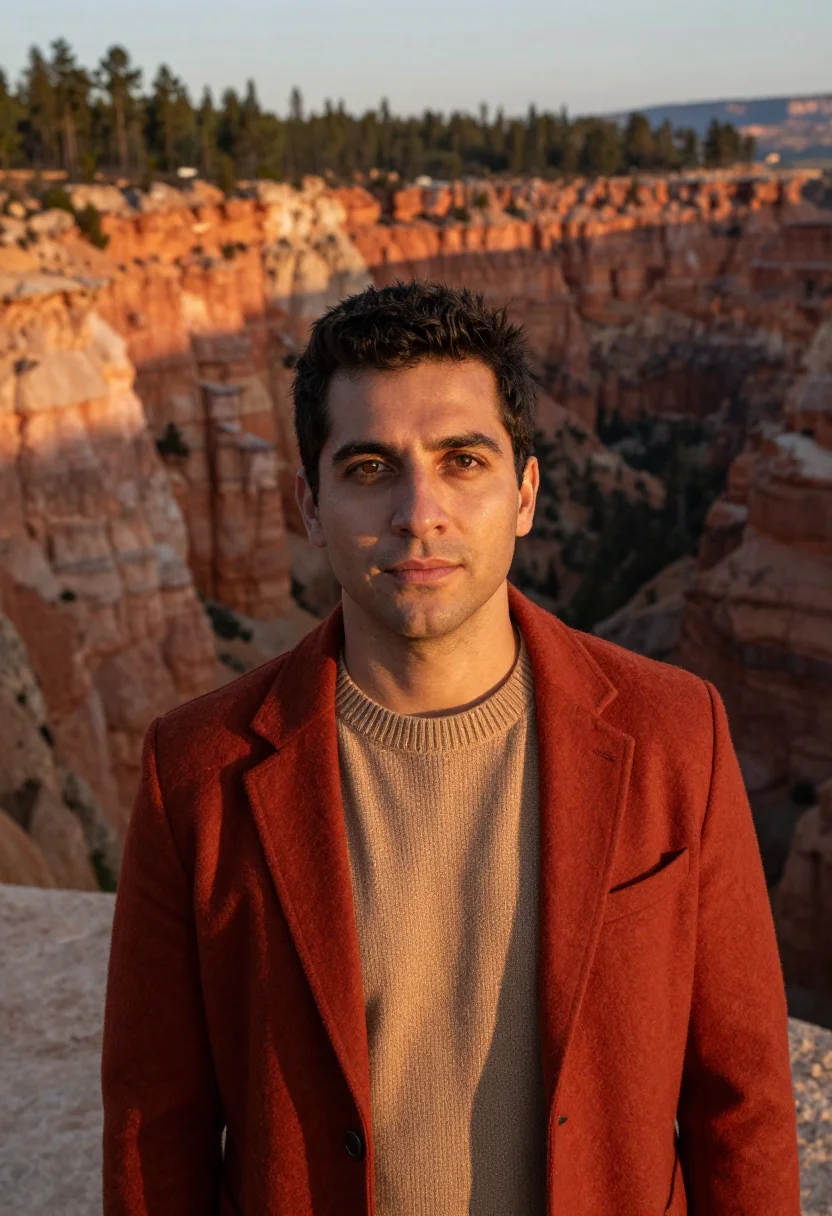 AI chihuahua copper canyon geologist red rock sample — portrait of a man, a Spanish geologist in his mid-thirties w
