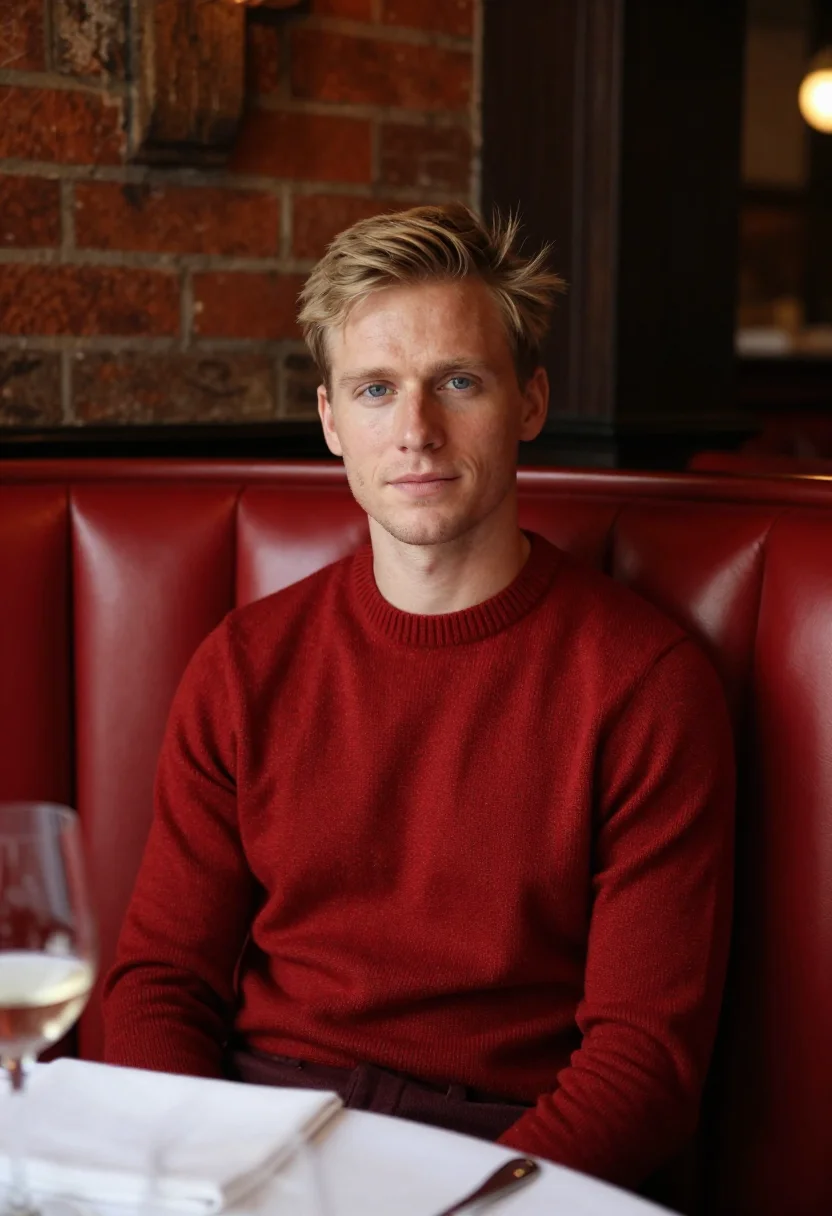 AI chiltern firehouse marylebone red brick courtyard sample — portrait of a man, a Dutch guest in his late twenties with f