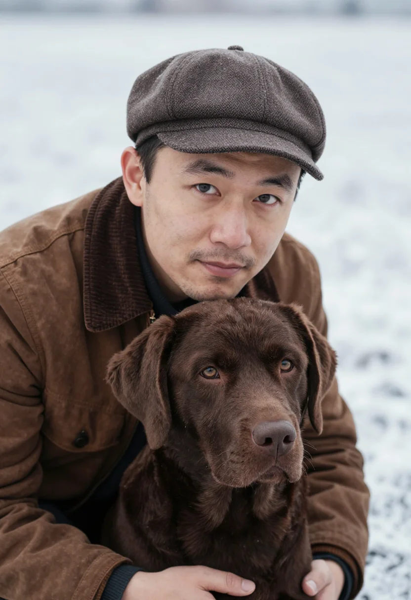 AI chocolate lab brown sample — portrait of a man, head-and-shoulders portrait of an East-As